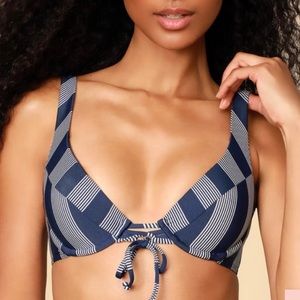 Splendid Navy and White Striped Bikini Top